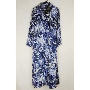 New Attitudes by Renee blue floral button up maxi shirt dress Size XXS Feminine